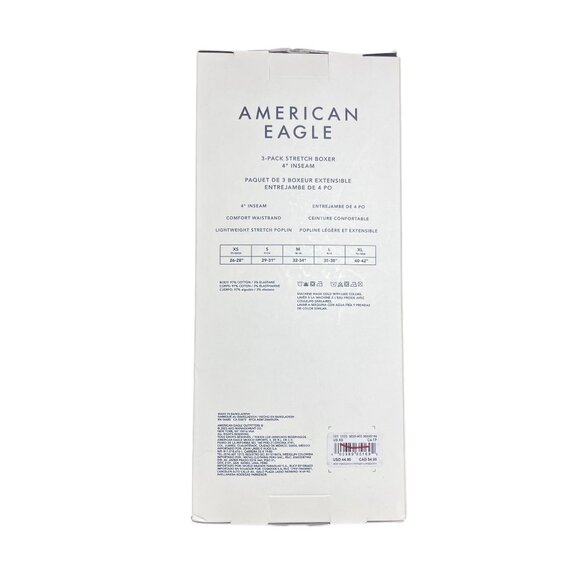 New AMERICAN EAGLE Men's XS 3 Pack 4" Stretch Poplin Boxers Red Plaid Stripe Box - Picture 3 of 4